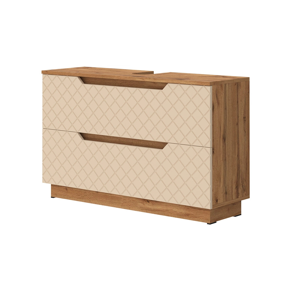 Vicco Mobile sottolavabo per bagno Rovere/cashmere con struttura in piastrelle 99.4 x 62.5 cm con 2 cassetti