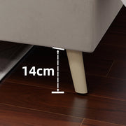 Letto Singolo 90x200 cm con Struttura in Metallo e Tessuto; Design Basso - Beige