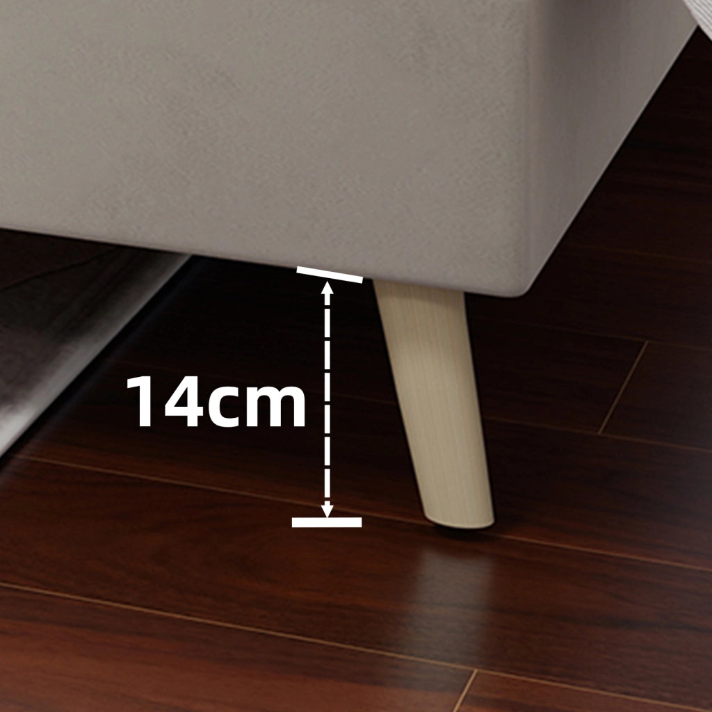 Letto Singolo 90x200 cm con Struttura in Metallo e Tessuto; Design Basso - Beige