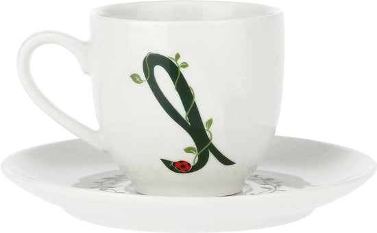 Coppa da caffè con piatto lettera 'L' 3 Oz Porcellana in scatola da regalo.