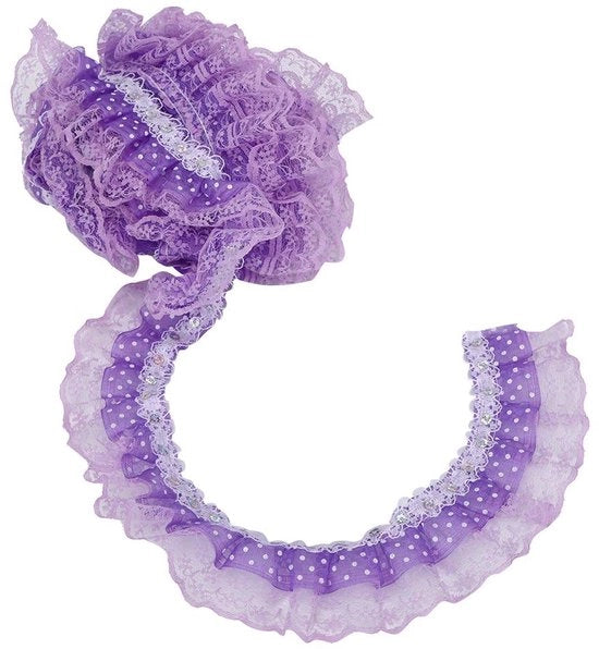 Lace Ribbon - Tela di Pizzo - Organza Piegata - Blu - Decorazione DIY - Adatto per Matrimoni - 5 Yard