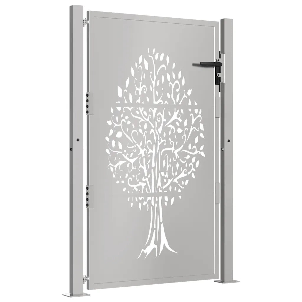 vidaXL Cancello da Giardino 105x130 cm in Acciaio Corten Design Albero
