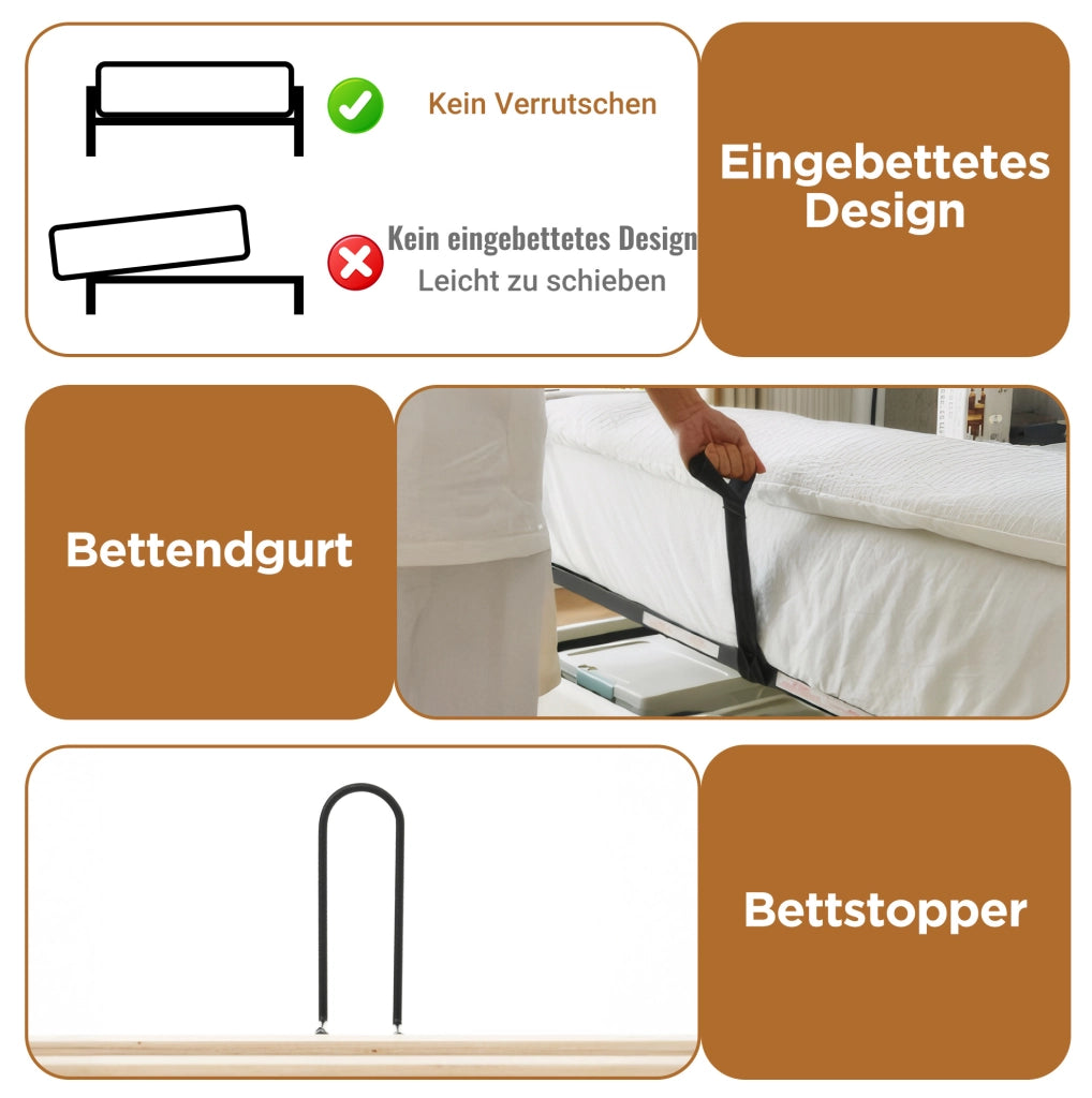 Letto imbottito con LED e vano contenitore