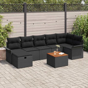 Set Divano da Giardino con cuscino 8 pcs Nero polyrattan