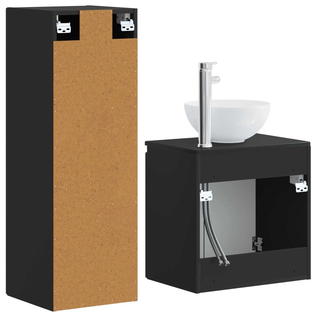 Set di mobili per il bagno 2 pz Nero 33 x 34,5 x 100 cm 3406114