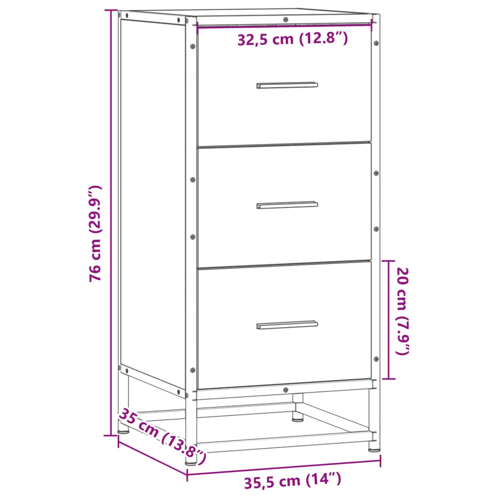 Credenza Grigio Sonoma 35,5x35x76 cm in Truciolato e Metallo 848947