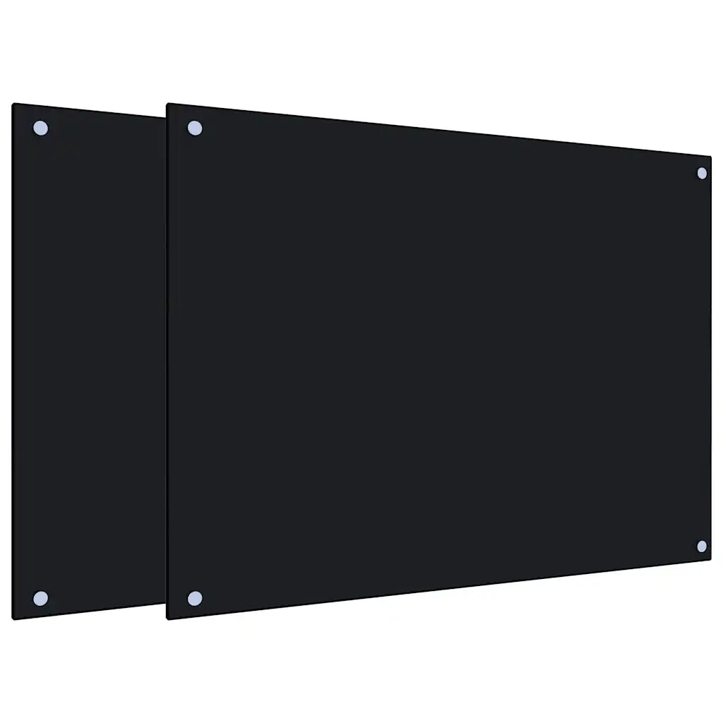 Paraschizzi per Cucina 2 pz Neri 80x60 cm in Vetro Temperato