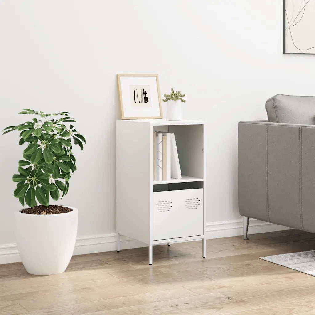 Credenza-Buffet-Armadio da cucina Bianca 35x39x73,5 cm in Acciaio Laminato a Freddo 561589