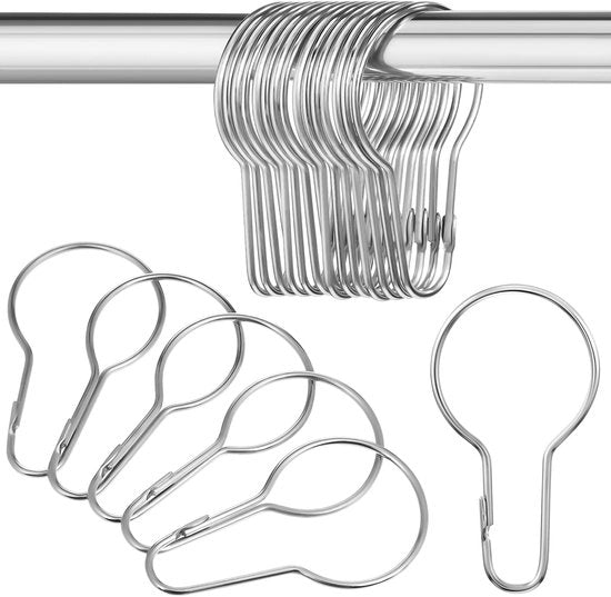 20 pezzi di anelli per tende in acciaio inossidabile con clip aperti per tende clip per tenda per doccia anelli per tenda (argento)