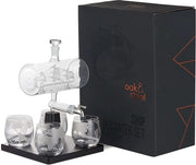Set di Whisky e Bicchieri - Yacht 1000ml con Rubinetto in Acciaio Inossidabile e 4 Bicchieri 300ml - Ideale Regalo per Uomini