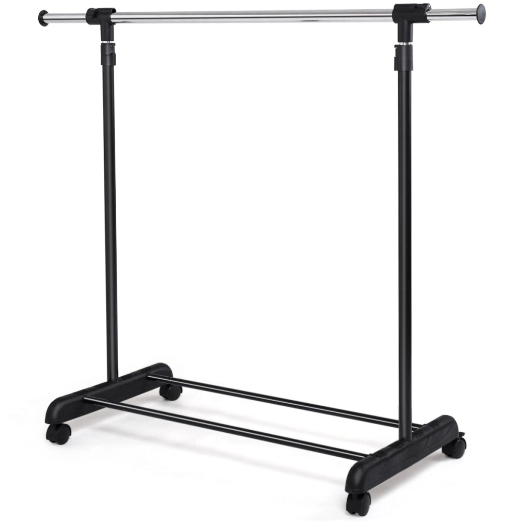 Stand appendiabiti estensibile con ruote, Appendiabiti regolabile in acciaio inox 140x42x170cm-Appendiabiti