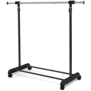 Stand appendiabiti estensibile con ruote, Appendiabiti regolabile in acciaio inox 140x42x170cm-Appendiabiti