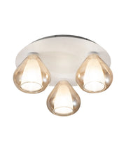 Lila - Lampada da soffitto rotonda d.40cm Fabas Luce - Applique con 3 lampadine led E27 MAX 40W - Ambra