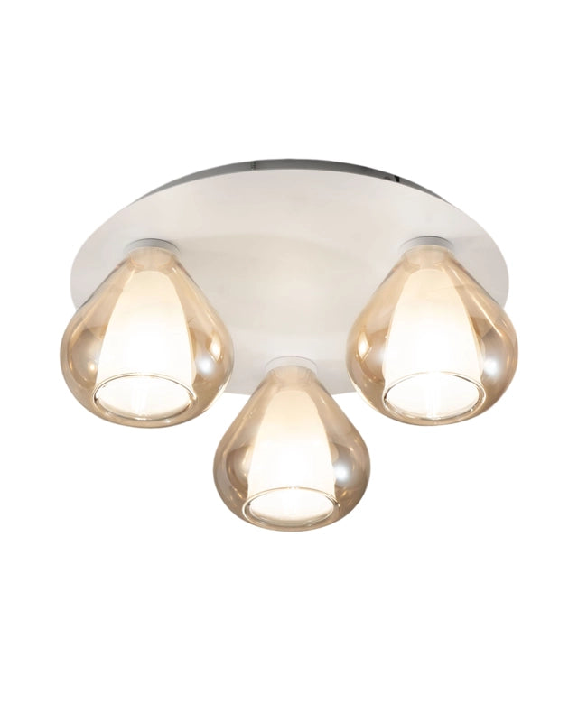 Lila - Lampada da soffitto rotonda d.40cm Fabas Luce - Applique con 3 lampadine led E27 MAX 40W - Ambra