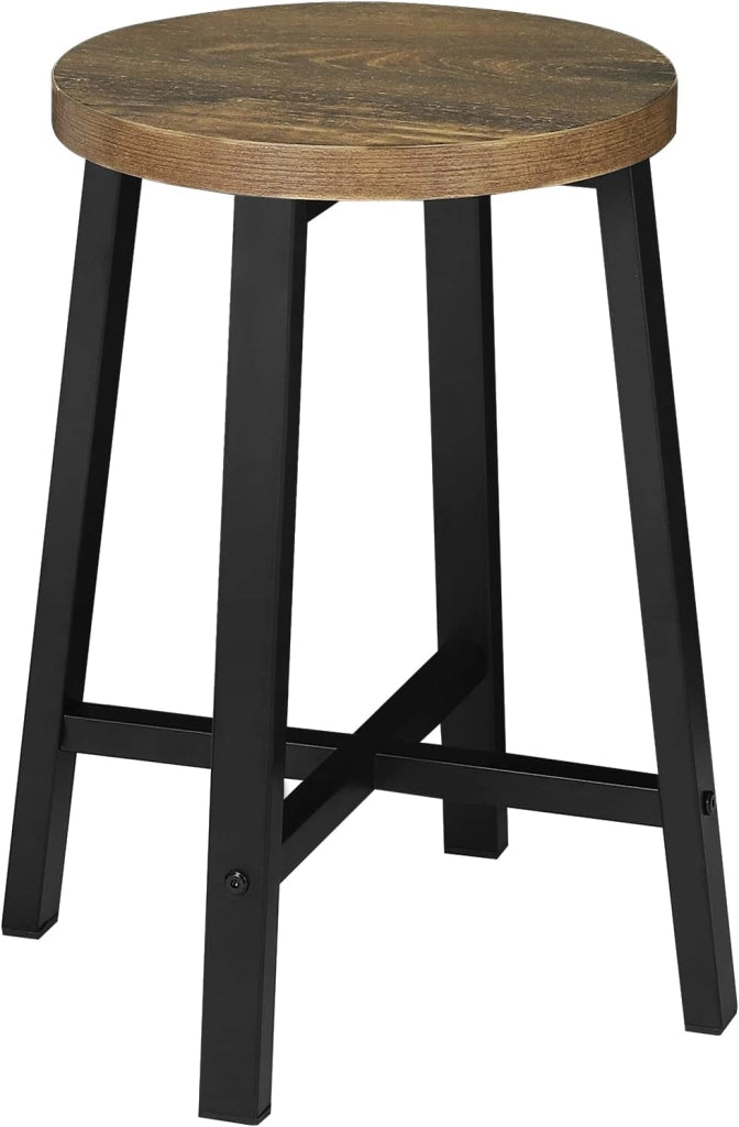 Set di 4 Sedie Sala da Pranzo, Sgabelli da Cucina, Sedile in Legno e Gambe in Metallo, Stile Industriale, Legno Vintage + Nero, BH370hov-4