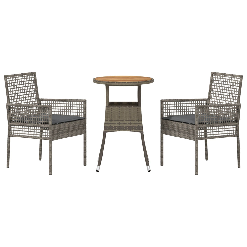 Set da pranzo da giardino a 3 pezzi Grigio in polyrattan