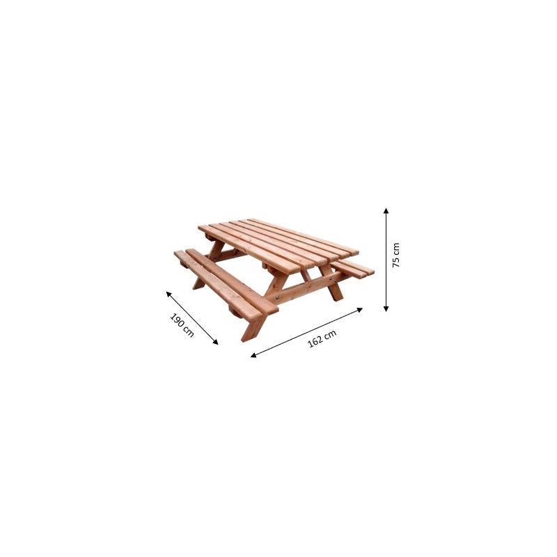 Tavolo da giardino in legno Douglas 190x162 cm – panca integrata 6 posti – spessore 45 mm – SJ-TFD7(TFD) Foresta