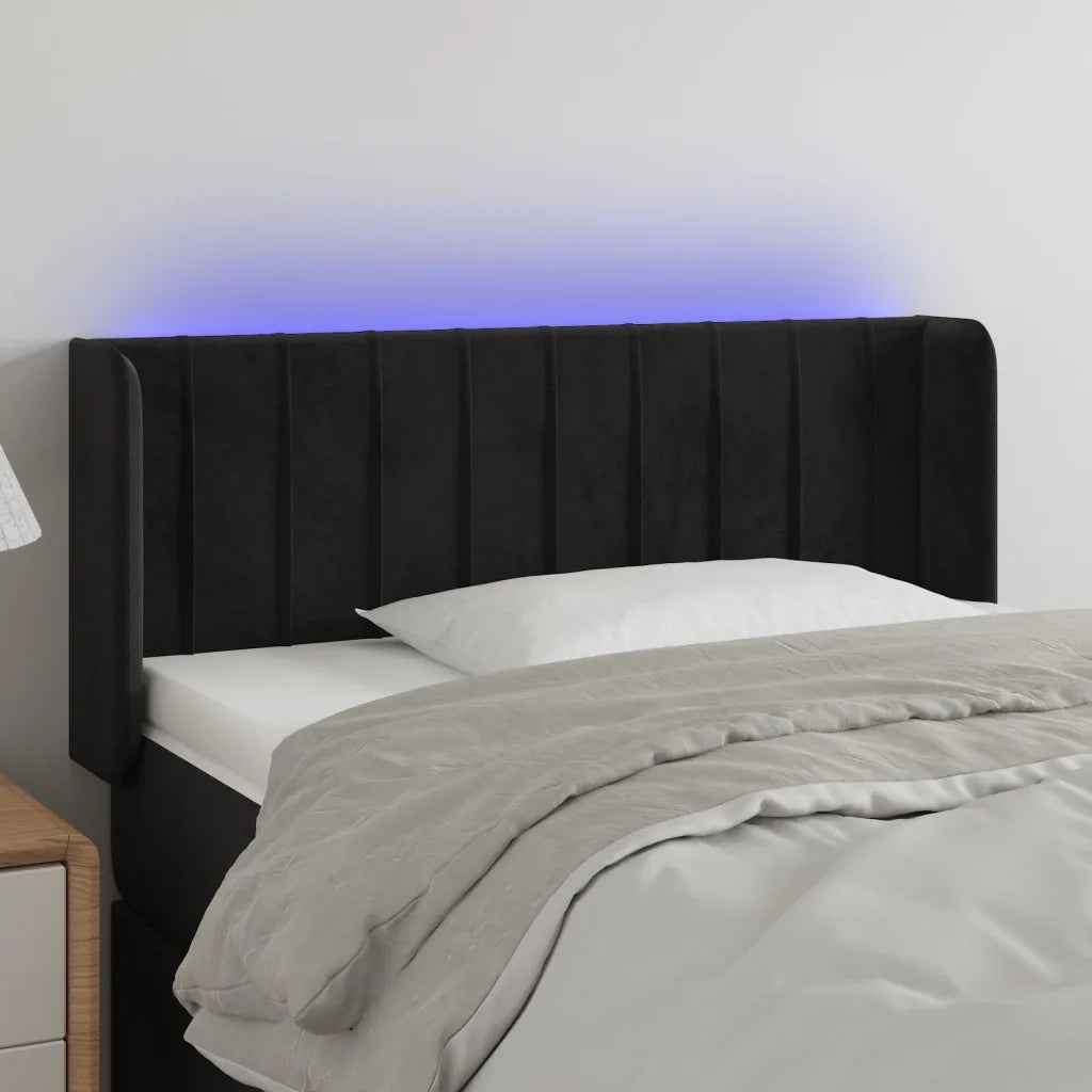 Testiera | Testata a LED Nera 93x16x78/88 cm in Velluto