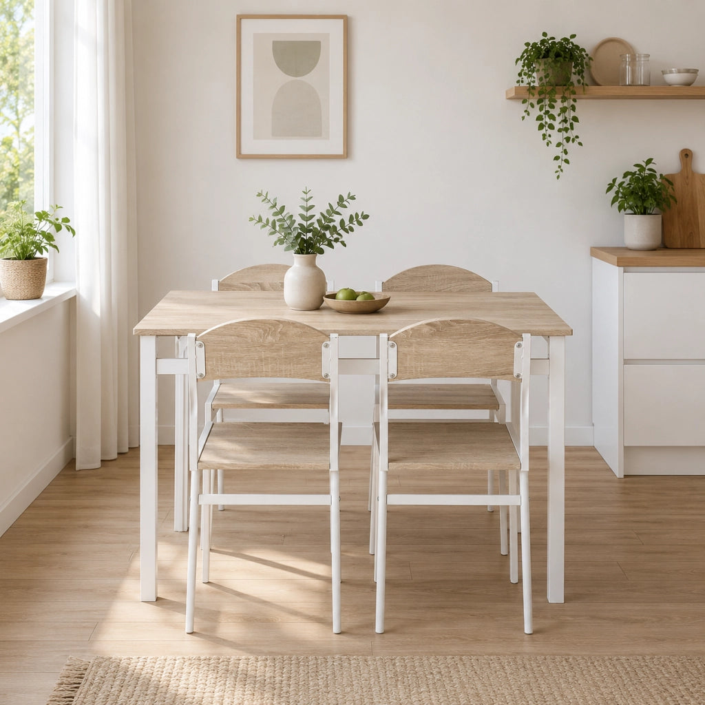 Set tavolo e sedie 100x63x76.5 cm per 4 persone in MDF grigio chiaro