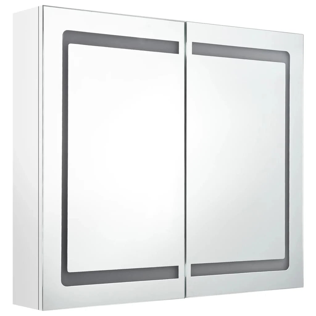 Mobile da bagno con specchio LED 80 x 12 x 68 cm bianco lucido 02_0006584