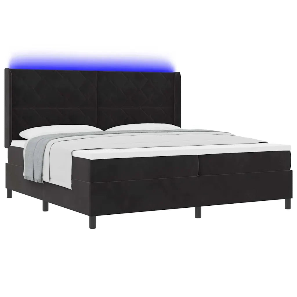 Letto a molle con strisce LED Nero 200 x 200 cm Velluto 3343942
