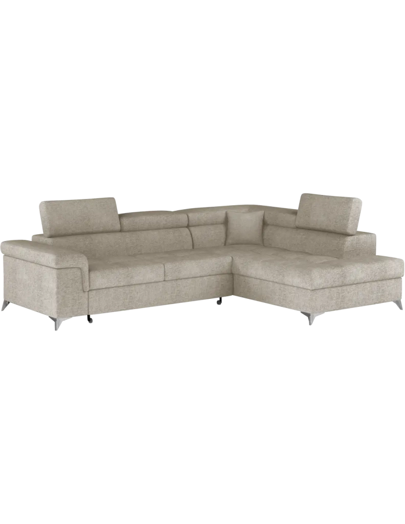 Divano angolare convertibile PALAZZO 4 posti beige – angolo destro con contenitore