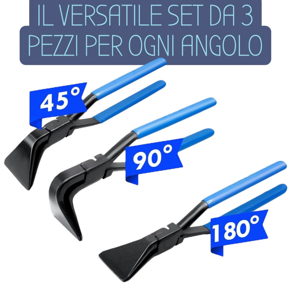 Set 3 Pinze Piegatrici Lamiera Acciaio Forgiato Angoli 0° 45° 90° Professionali