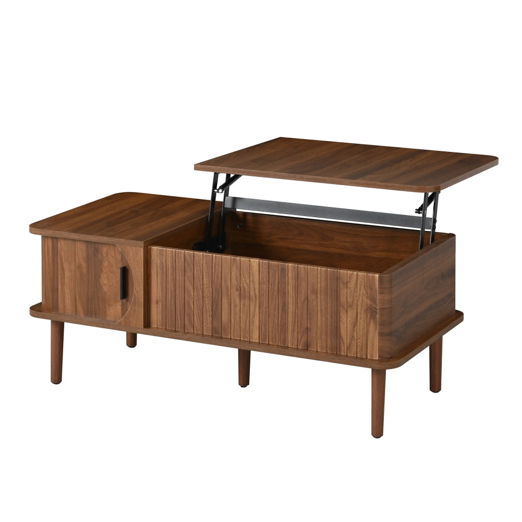 Tavolino da caffè 100x48x55.5 cm con piano sollevabile in MDF noce