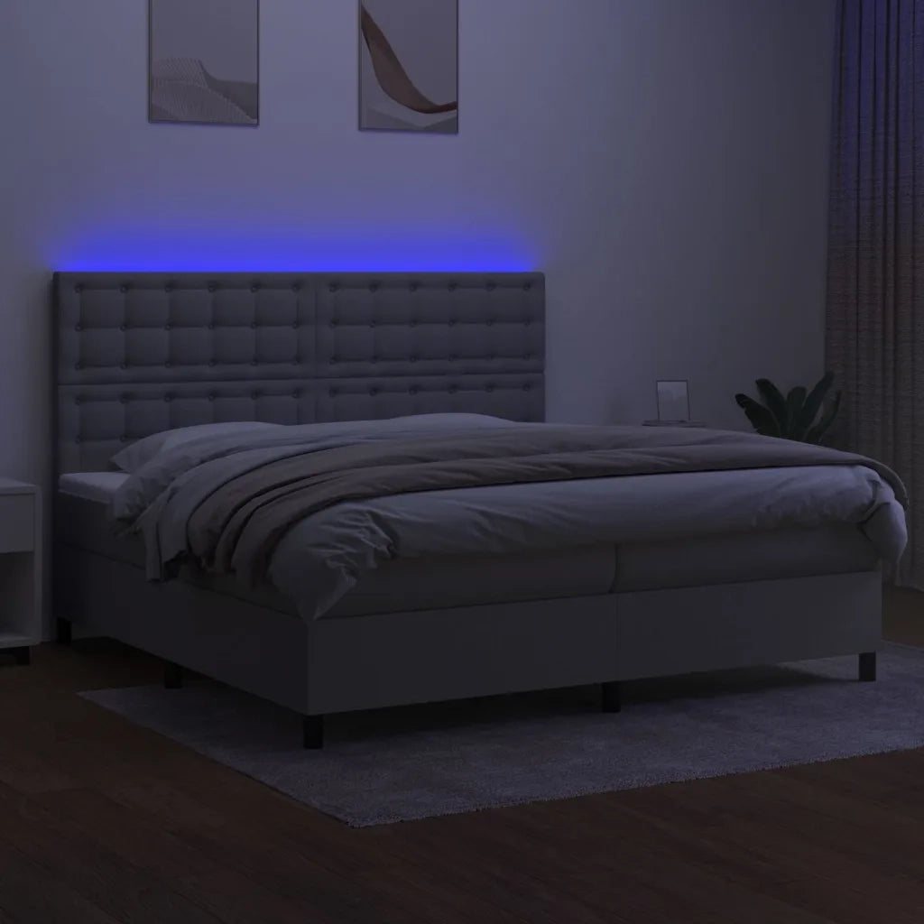 Letto a Molle Materasso e LED Grigio Chiaro 200x200 cm Tessuto 3135221