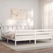 Giroletto con Testiera Bianco 200x200 cm in Legno Massellocod mxl 117773