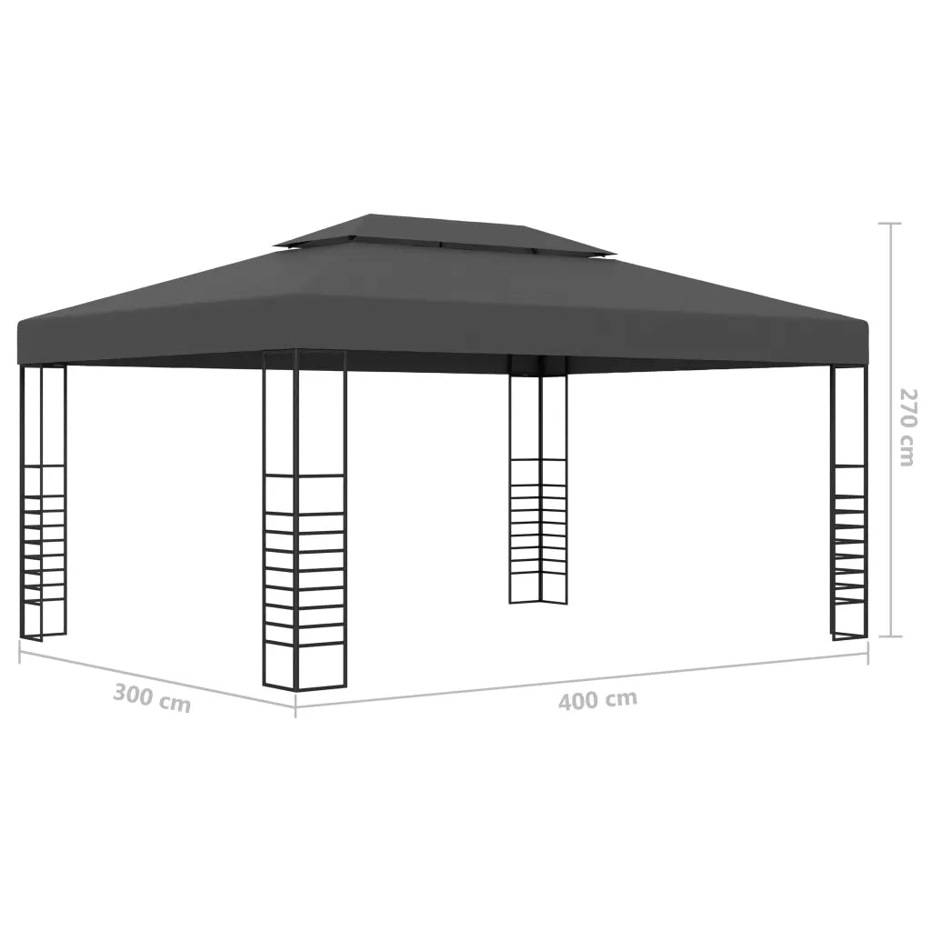 Gazebo | Pergolato con Stringa di Luci LED 3x4 m Antracite