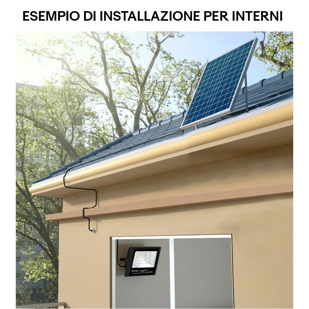 Trade Shop - Faro A Led Con Pannello Solare 200 W Luce Bianca Fredda 6500k Batterie Al Litio -