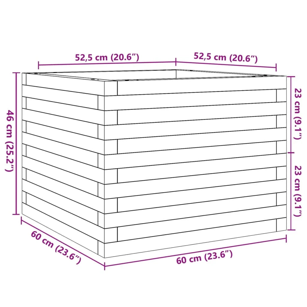 Fioriera rialzata per piante e fiori terrazza giardino 60 x 60 x 46 cm legno di pino massiccio bianco 02_0037713