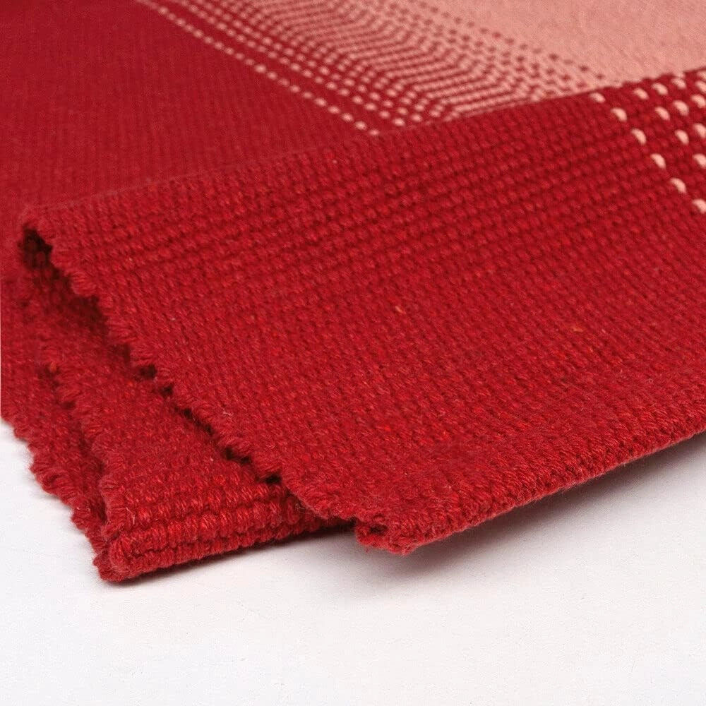 Tappeto Cucina Bagno Puro Cotone Assorbente Tessuto Intrecciato a Mano Rosso 50x110 cm