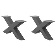 Set di 2 gambe per tavolino da caffè robuste e decorative a forma di X 70 x 30 cm con piedini livellatori acciaio antracite 02_0057218