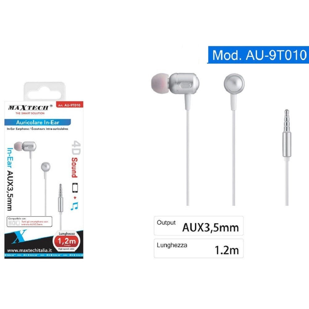 Trade Shop - Auricolari Cuffie Cavo Da 1,2 Metri Connettore Aux 3,5mm Per Smartphone Au-9t010 -