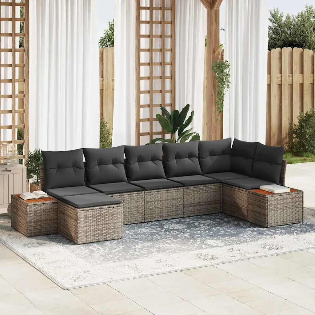 Set Divano da Giardino con cuscino 8 pcs Grigio Polyrattan