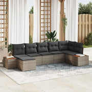 Set Divano da Giardino con cuscino 8 pcs Grigio Polyrattan