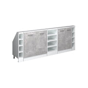 Mobile cucina sottotetto R-Line Calcestruzzo/Bianco 210 cm Set di 5 Vicco