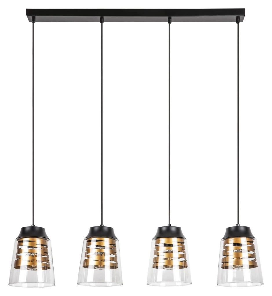 Lampadario Rabalux Zenaida 4xE27 nero opaco vetro moderno