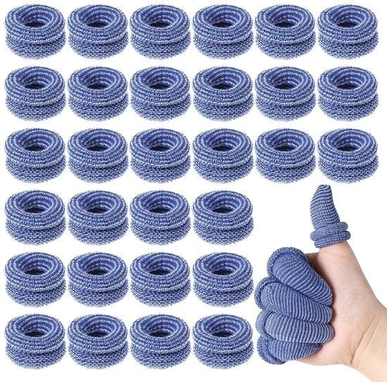Set di protezioni per dita adesivi e guanti ad alta respirazione per uso lavorativo, cucina e giardino (blu) - Set da 30