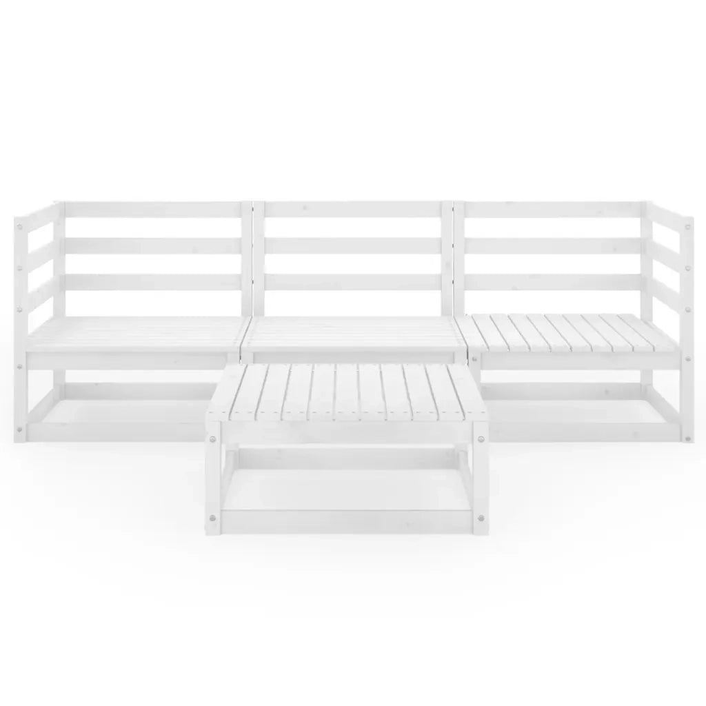 Set Divani da Giardino 4 pz | Set Salotto da Giardino Bianco in Legno Massello di Pino