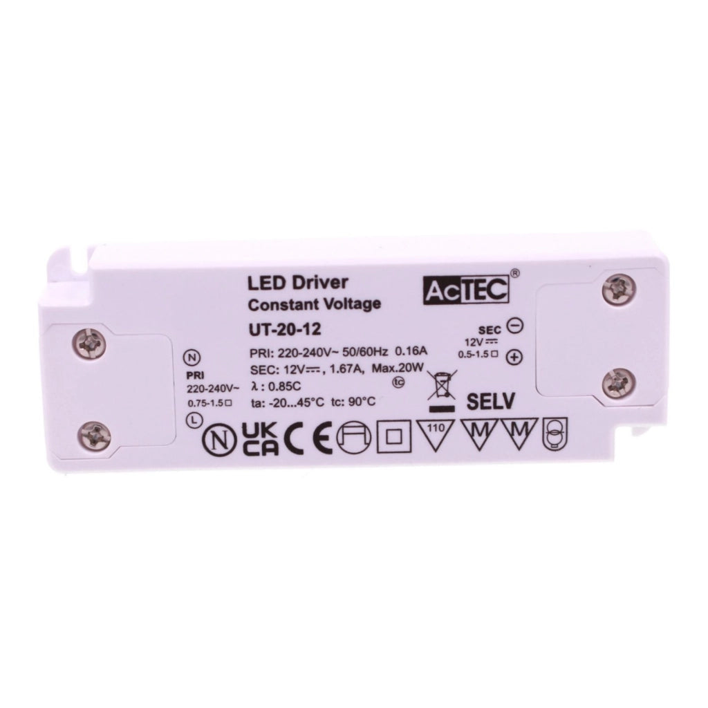 Alimentatore Trasformatore Ultra Slim 20W 12V 1.67A Tensione Costante 103X36X16 mm