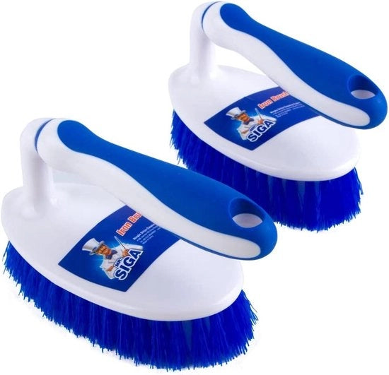 Scopa pesante per superfici, set da 2 pezzi, manico ergonomico, set di spazzole per bagno, doccia, lavello, pavimento.