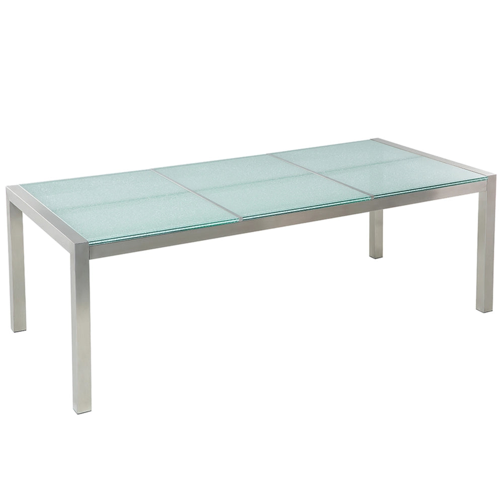 Tavolo da giardino Piano in vetro incrinato 220 x 100 cm Struttura in acciaio a 8 posti