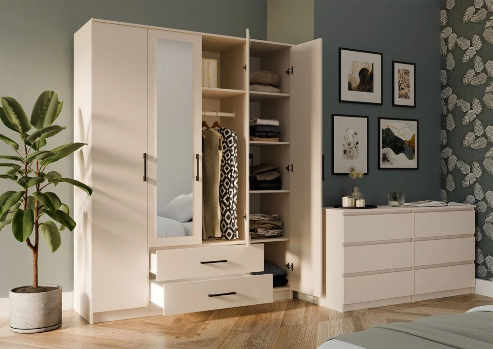 Armadio ROMANA 160 X 205 specchio cashmere beige guardaroba