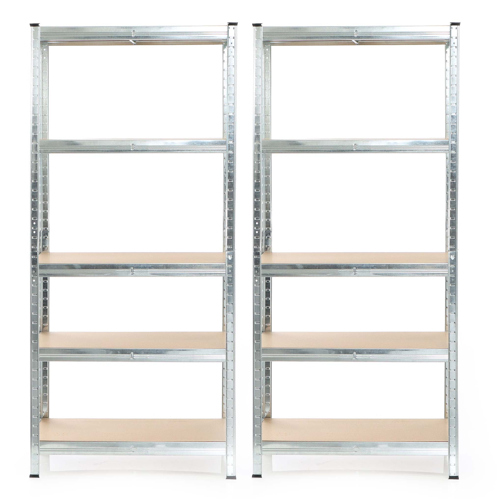 Set 2x scaffali a incastro per carichi pesanti 180x90x30cm Max 875kg l’uno Acciaio 5 ripiani