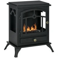 Camino Bioetanolo Stile Classico in Acciaio, Bruciatore da 1.2L per 3 Ore di Durata, 45x28x54cm, Nero
