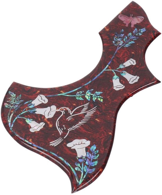 Pickguard per Chitarra Acustica - Disegno Hummingbird - Resistentente al Marcio - 2mm di Spessore - Autoadesivo - Ricambio Accessorio