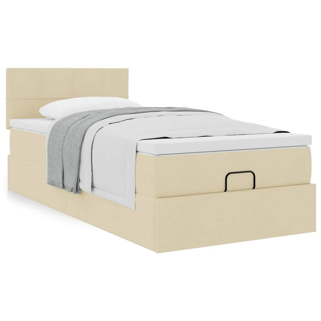 Pouf Letto con Materasso Crema 90x200 cm in Tessuto 3311433